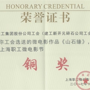 湖州新開元 首屆上海職工微電影節銅獎